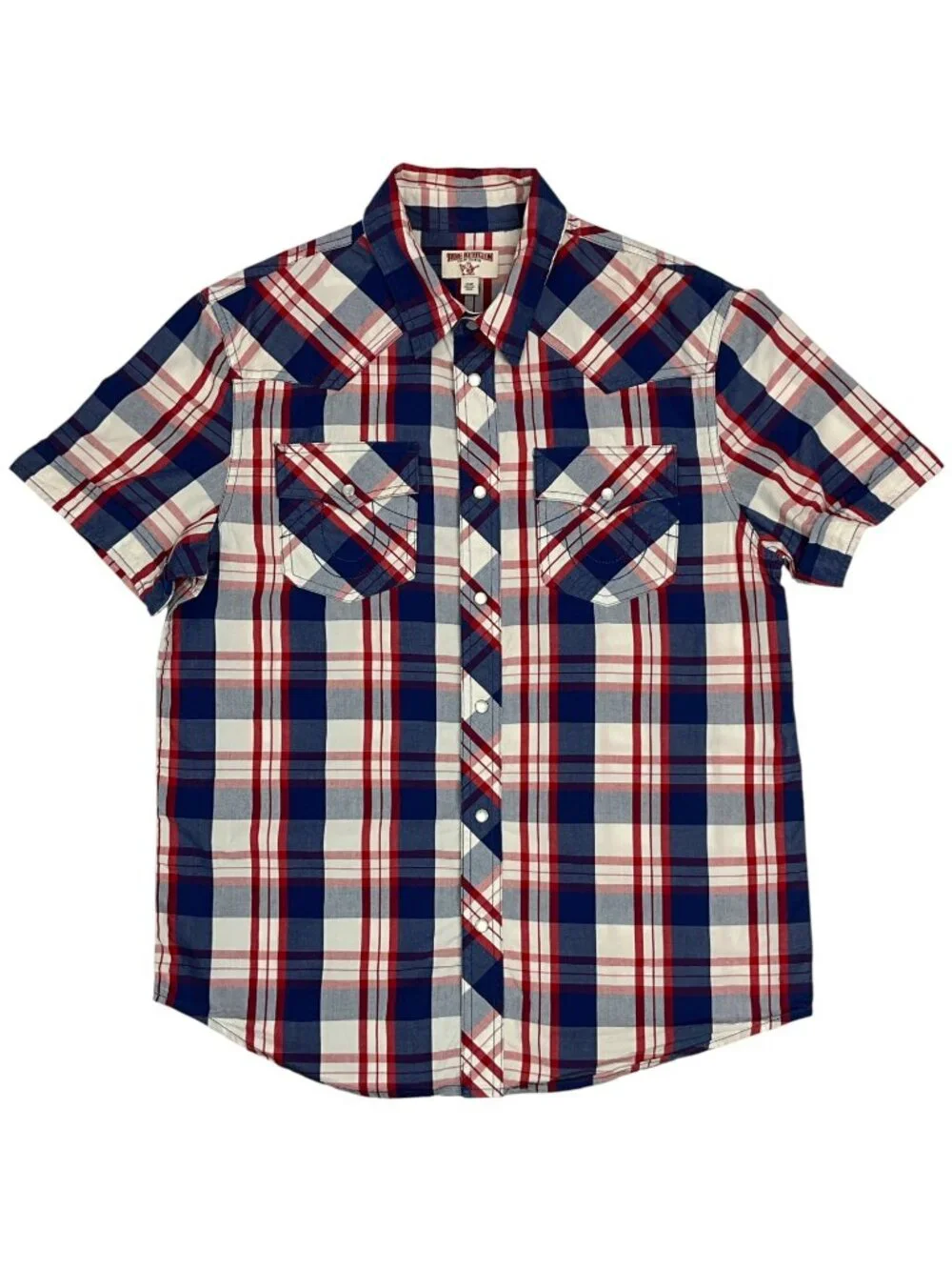 True Religion Pearl Snap Western Shirt M Red White Blue Patriotic
